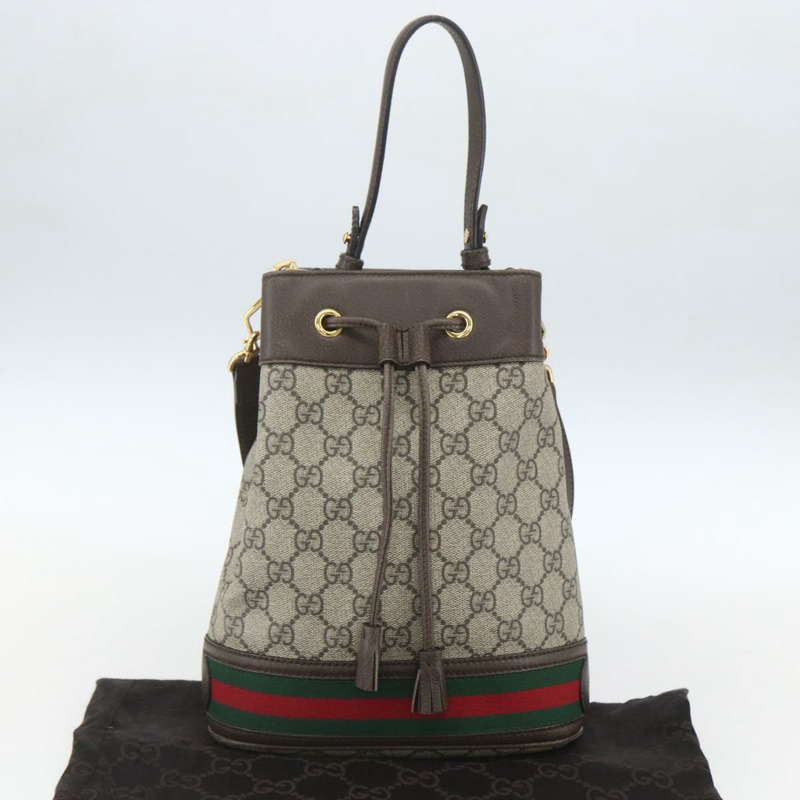 【日本直送】GUCCI GG Supreme Web Sherry Line Ophidia 手提包 PVC 兩用米色 550621 正品 ka1592M-11