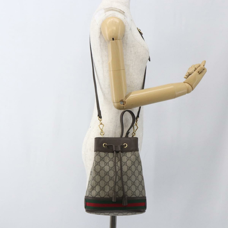 【日本直送】GUCCI GG Supreme Web Sherry Line Ophidia 手提包 PVC 兩用米色 550621 正品 ka1592M-22