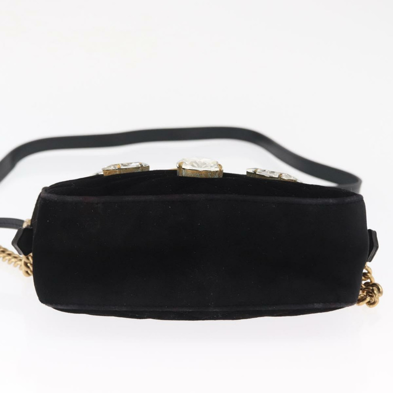【日本直送】GUCCI GG Marmont 迷你相機包鏈條包麂皮黑色金色 448065 正品 ka1530-4