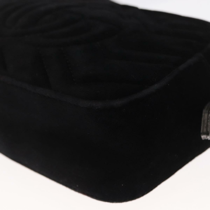 【日本直送】GUCCI GG Marmont 迷你相機包鏈條包麂皮黑色金色 448065 正品 ka1530-15