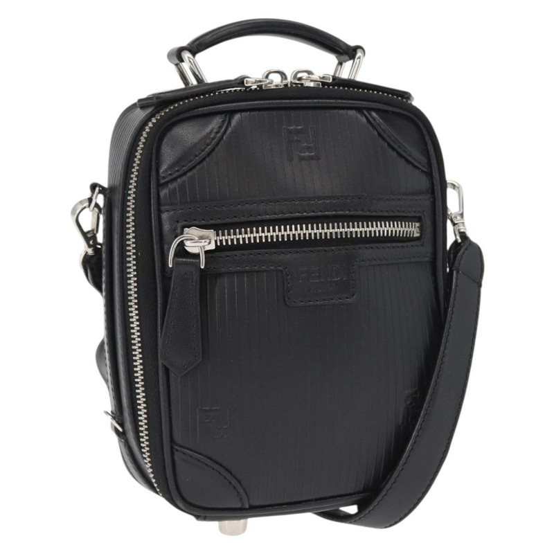 【日本直送】FENDI 旅行迷你包手提包真皮兩用黑色銀色正品 ka1501M-0