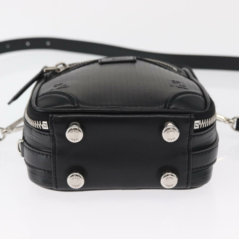 【日本直送】FENDI 旅行迷你包手提包真皮兩用黑色銀色正品 ka1501M-4