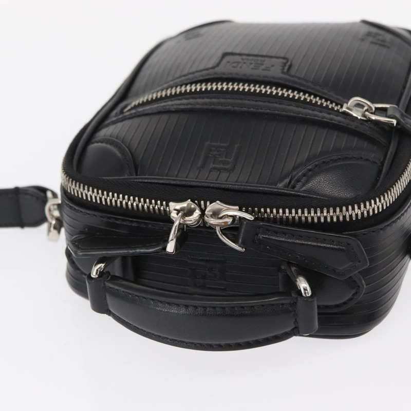【日本直送】FENDI 旅行迷你包手提包真皮兩用黑色銀色正品 ka1501M-5