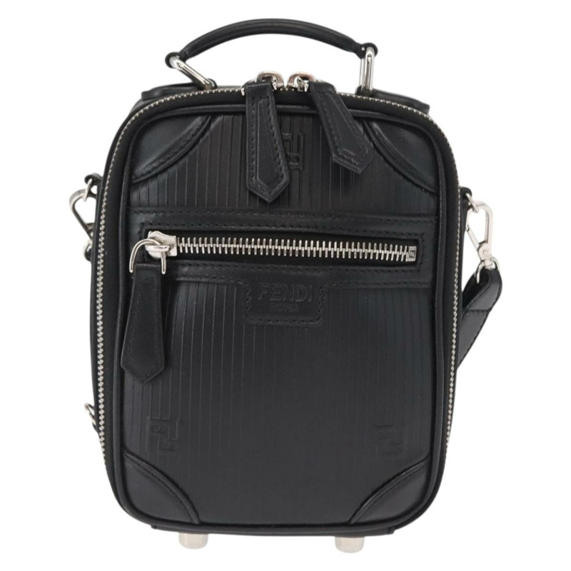 【日本直送】FENDI 旅行迷你包手提包真皮兩用黑色銀色正品 ka1501M-12