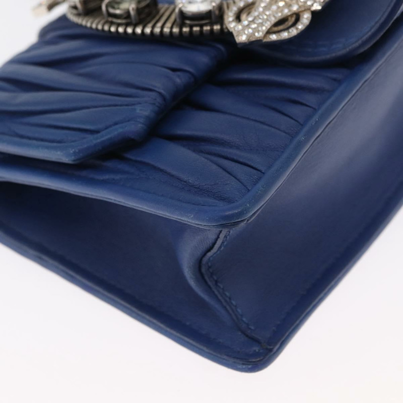 【日本直送】Miu Miu Matelasse 鏈條單肩包 皮革 藍色 銀色 正品 ka1528V-7