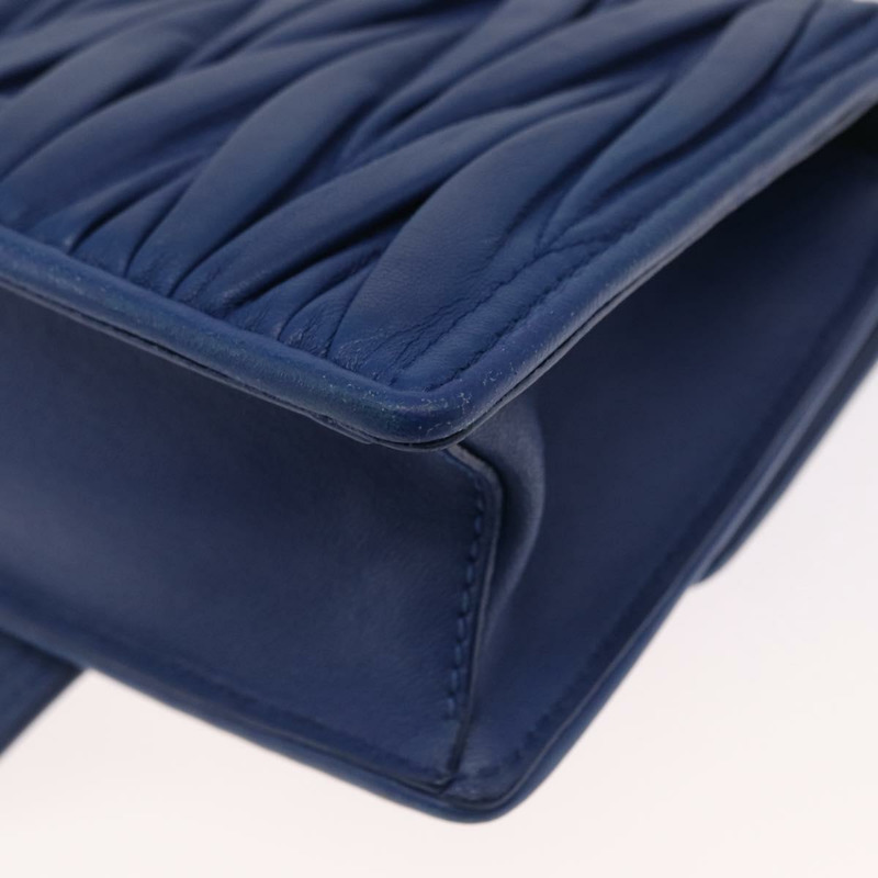 【日本直送】Miu Miu Matelasse 鏈條單肩包 皮革 藍色 銀色 正品 ka1528V-16