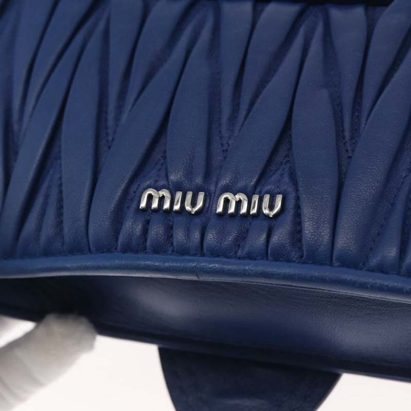 【日本直送】Miu Miu Matelasse 鏈條單肩包 皮革 藍色 銀色 正品 ka1528V-17