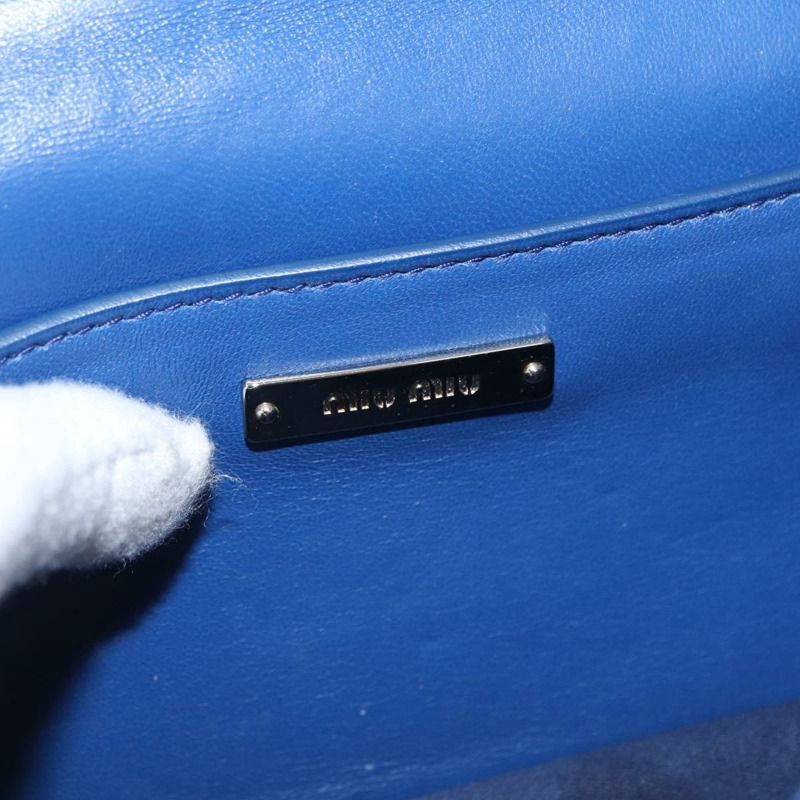 【日本直送】Miu Miu Matelasse 鏈條單肩包 皮革 藍色 銀色 正品 ka1528V-19