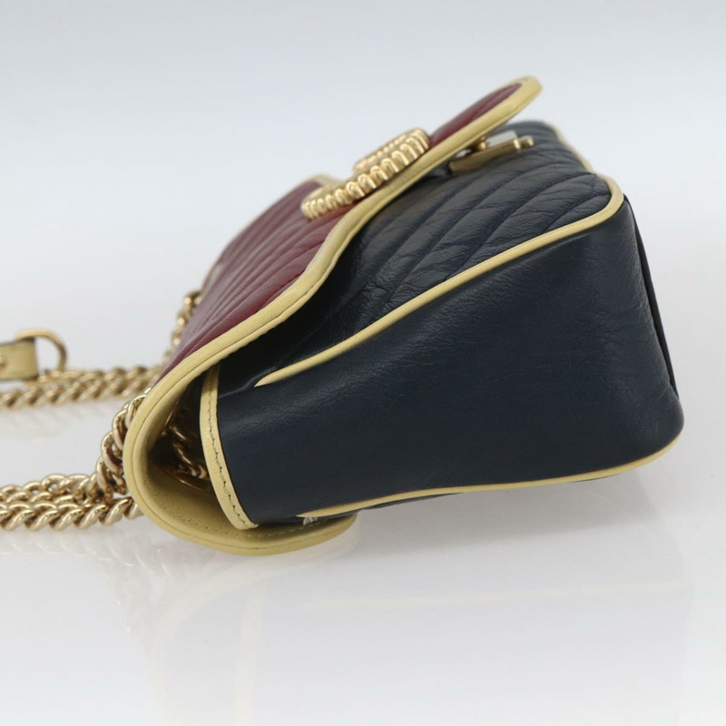 【日本直送】GUCCI GG Marmont 鏈條單肩包 皮革 紅色 金色 443497 正品 ka1515SAM-2