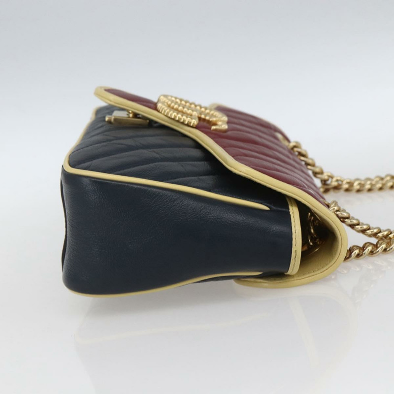 【日本直送】GUCCI GG Marmont 鏈條單肩包 皮革 紅色 金色 443497 正品 ka1515SAM-3