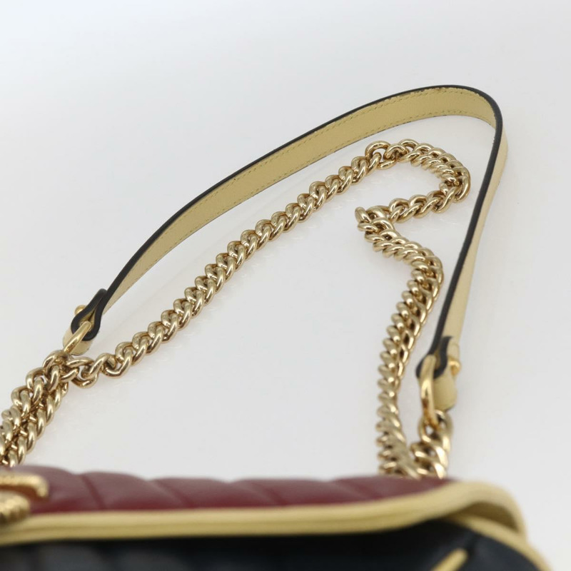 【日本直送】GUCCI GG Marmont 鏈條單肩包 皮革 紅色 金色 443497 正品 ka1515SAM-6