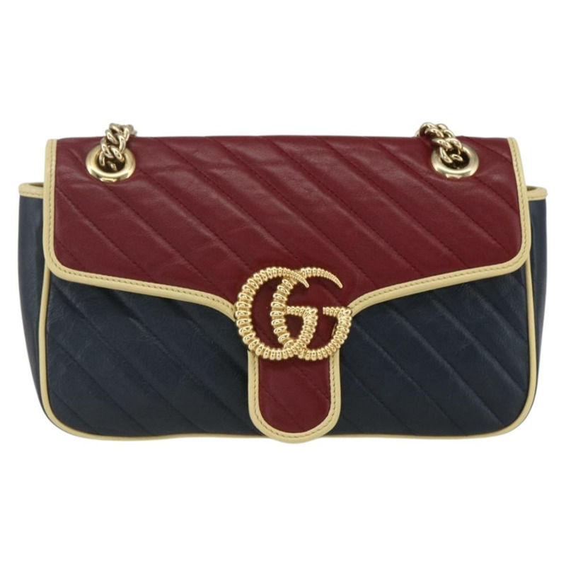 【日本直送】GUCCI GG Marmont 鏈條單肩包 皮革 紅色 金色 443497 正品 ka1515SAM-12