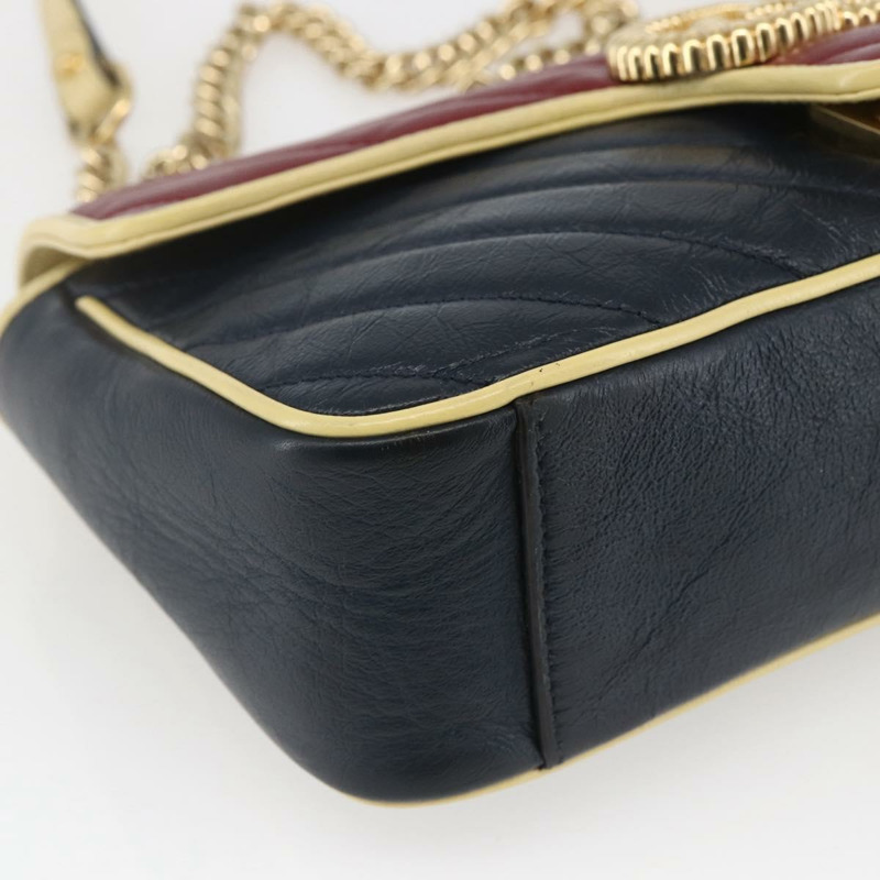 【日本直送】GUCCI GG Marmont 鏈條單肩包 皮革 紅色 金色 443497 正品 ka1515SAM-13