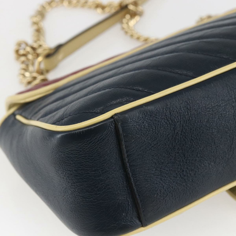 【日本直送】GUCCI GG Marmont 鏈條單肩包 皮革 紅色 金色 443497 正品 ka1515SAM-15