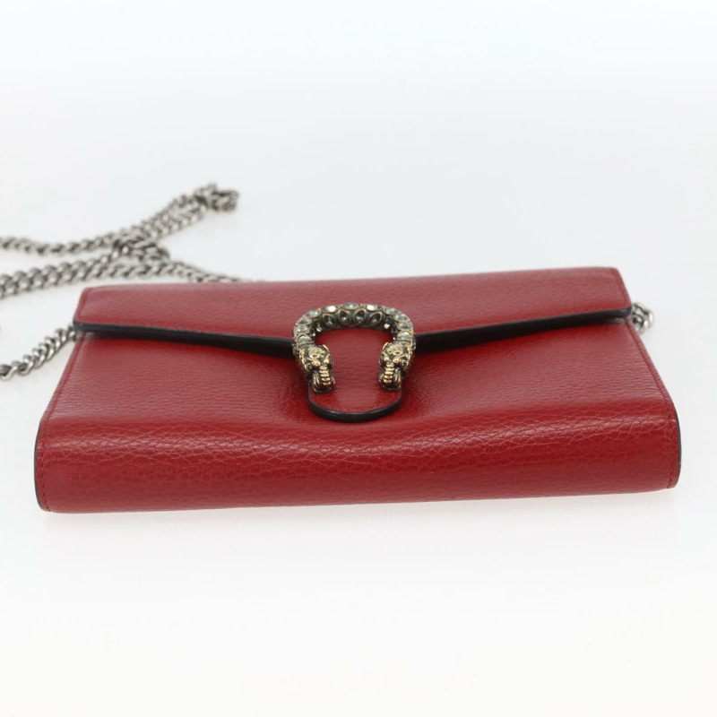【日本直送】GUCCI Dionysus 鏈條皮夾 皮革 紅色 401231 正品 ka1510M-4
