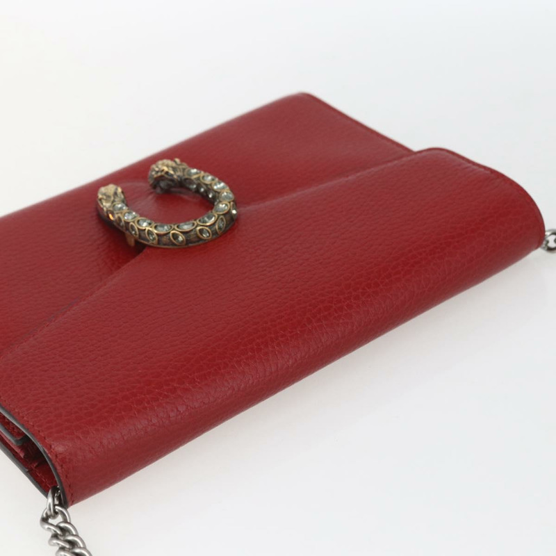 【日本直送】GUCCI Dionysus 鏈條皮夾 皮革 紅色 401231 正品 ka1510M-5