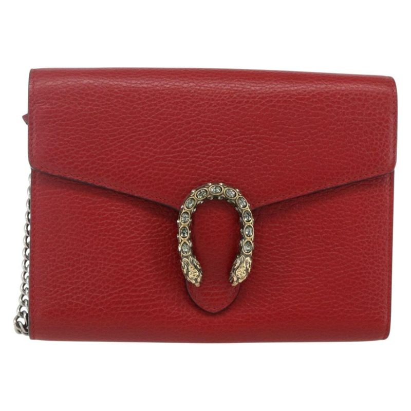【日本直送】GUCCI Dionysus 鏈條皮夾 皮革 紅色 401231 正品 ka1510M-12