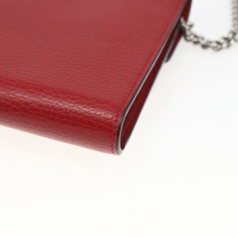 【日本直送】GUCCI Dionysus 鏈條皮夾 皮革 紅色 401231 正品 ka1510M-15