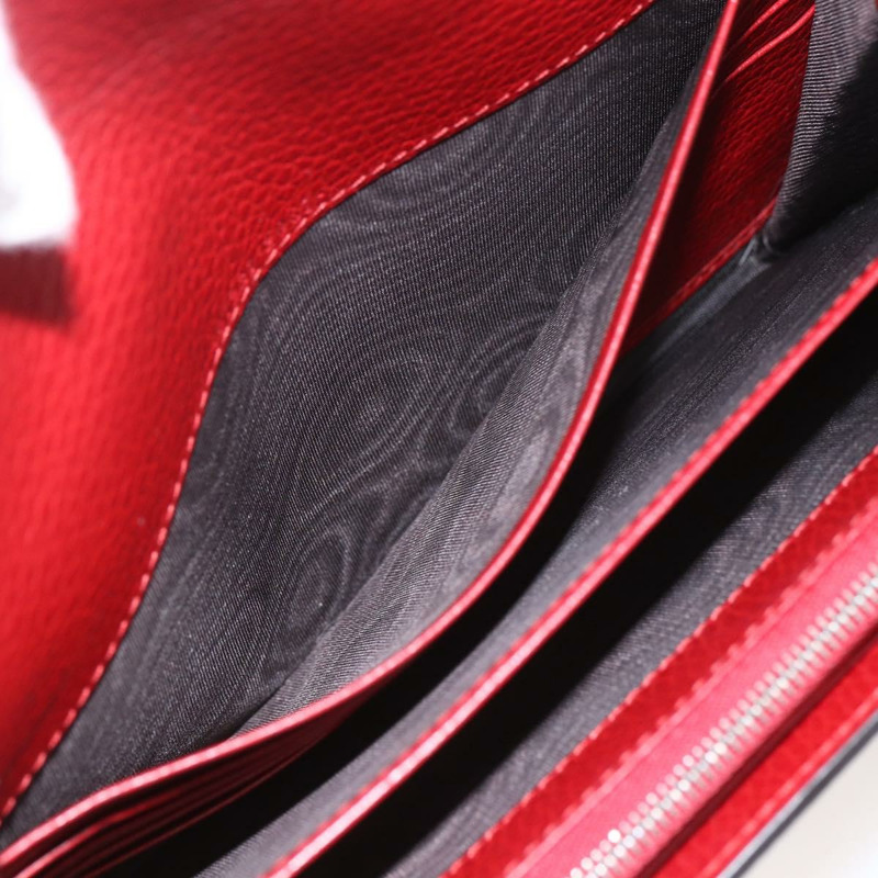 【日本直送】GUCCI Dionysus 鏈條皮夾 皮革 紅色 401231 正品 ka1510M-19