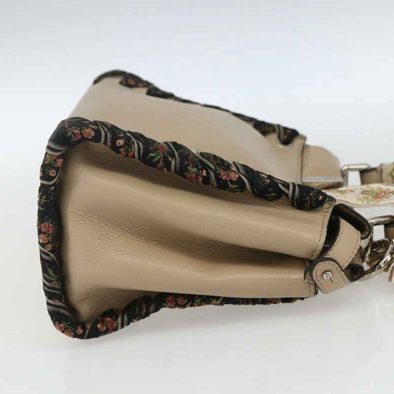 【日本直送】FENDI 迷你 Peek A Boo 手提包 皮革 兩用 米色 銀色 正品 ka1516M-3