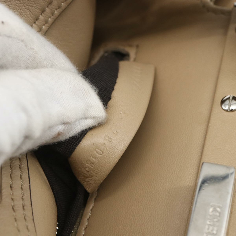 【日本直送】FENDI 迷你 Peek A Boo 手提包 皮革 兩用 米色 銀色 正品 ka1516M-10