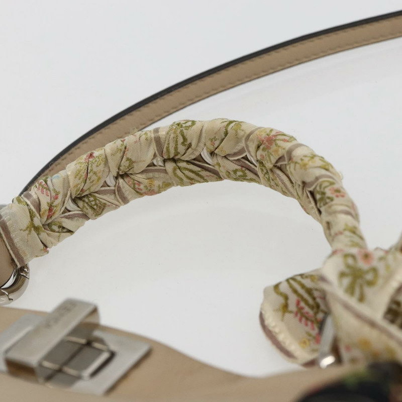 【日本直送】FENDI 迷你 Peek A Boo 手提包 皮革 兩用 米色 銀色 正品 ka1516M-13