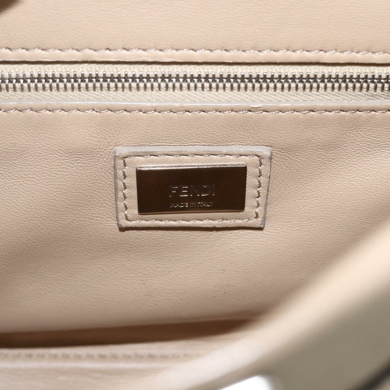 【日本直送】FENDI 迷你 Peek A Boo 手提包 皮革 兩用 米色 銀色 正品 ka1516M-18