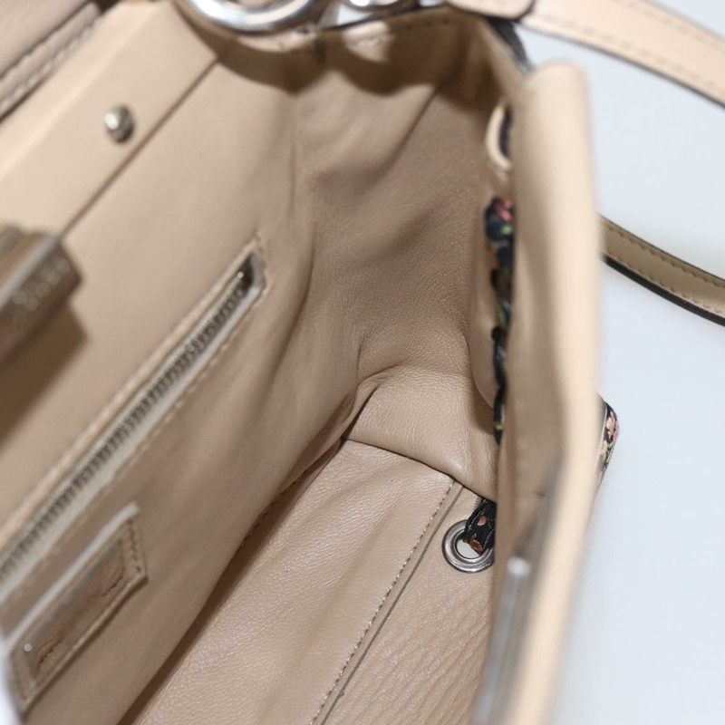 【日本直送】FENDI 迷你 Peek A Boo 手提包 皮革 兩用 米色 銀色 正品 ka1516M-20