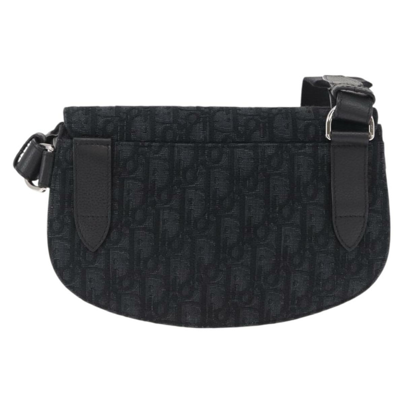 【日本直送】Christian Dior Oblique Trotter帆布馬鞍包 黑色銀色 正品 ka1589M-1