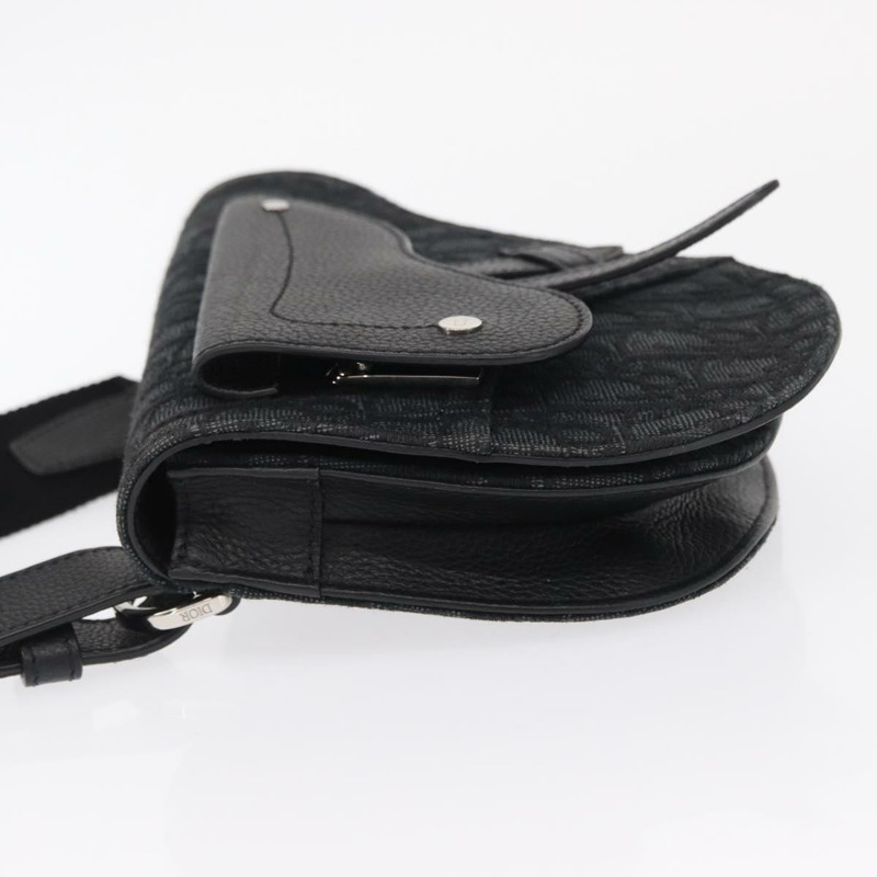 【日本直送】Christian Dior Oblique Trotter帆布馬鞍包 黑色銀色 正品 ka1589M-3