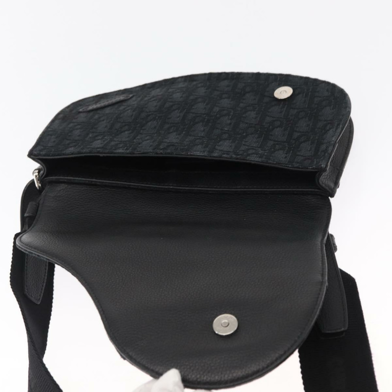 【日本直送】Christian Dior Oblique Trotter帆布馬鞍包 黑色銀色 正品 ka1589M-9