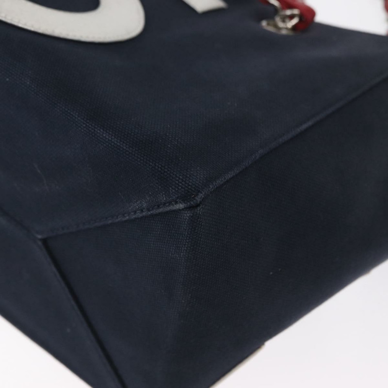 【日本直送】香奈兒 Choco Bar 鏈條手提包 No5 帆布海軍藍銀色 CC Auth 164674V-16