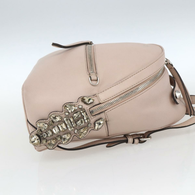 【日本直送】FENDI By The Way 雙肩包，皮革，米色/銀色，正品 ka1520M-3