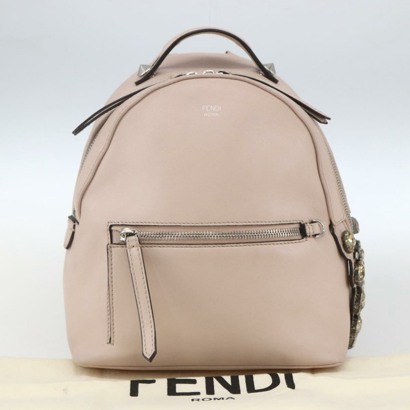 【日本直送】FENDI By The Way 雙肩包，皮革，米色/銀色，正品 ka1520M-11