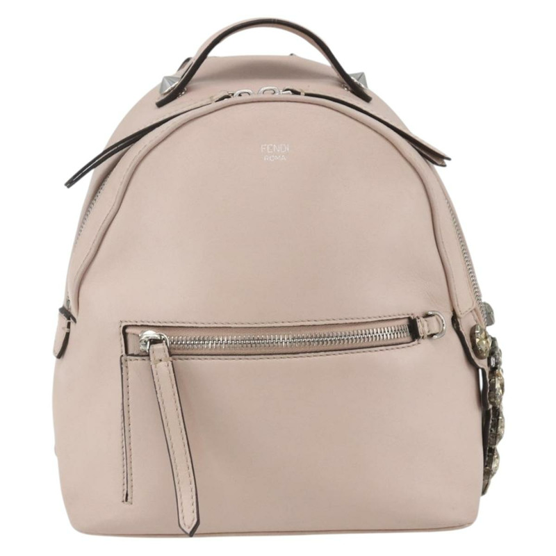 【日本直送】FENDI By The Way 雙肩包，皮革，米色/銀色，正品 ka1520M-12