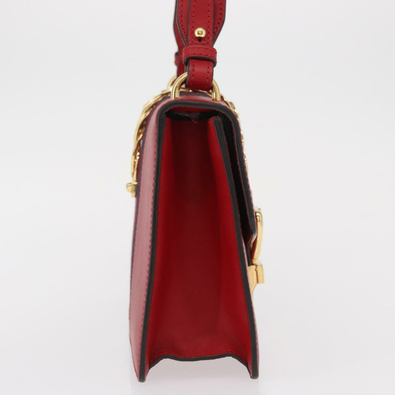 【日本直送】GUCCI Silvi Sherry Line 單肩包 皮革 兩用 紅色 金色 421882 正品 ka1549-3