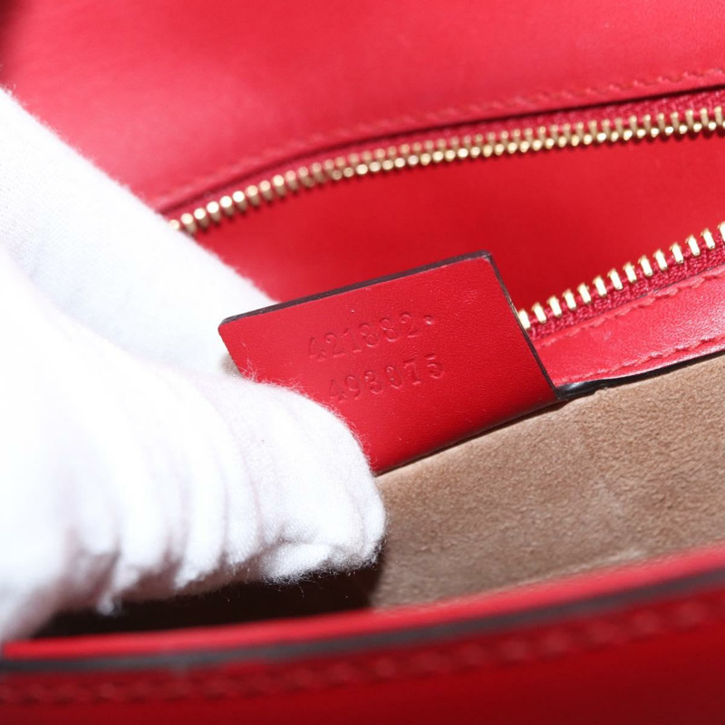 【日本直送】GUCCI Silvi Sherry Line 單肩包 皮革 兩用 紅色 金色 421882 正品 ka1549-11