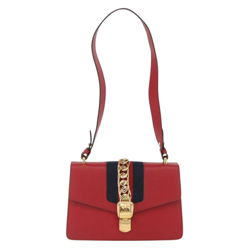 【日本直送】GUCCI Silvi Sherry Line 單肩包 皮革 兩用 紅色 金色 421882 正品 ka1549-12