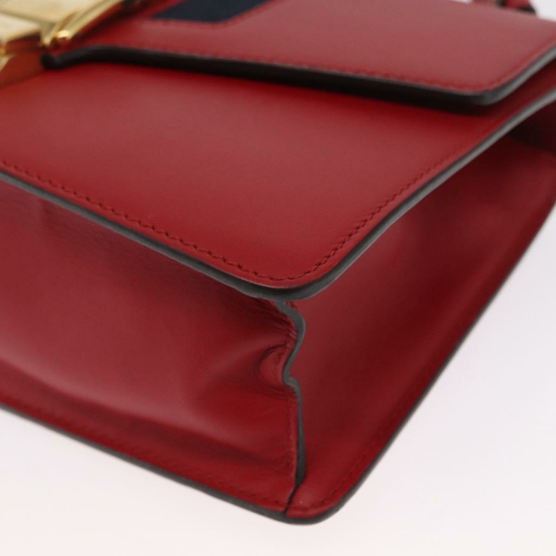【日本直送】GUCCI Silvi Sherry Line 單肩包 皮革 兩用 紅色 金色 421882 正品 ka1549-13