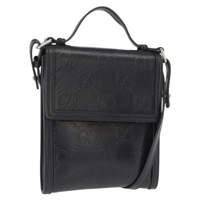 【日本直送】GUCCI GG 壓花單肩包 黑色 銀色 625782 正品 ka1507-0