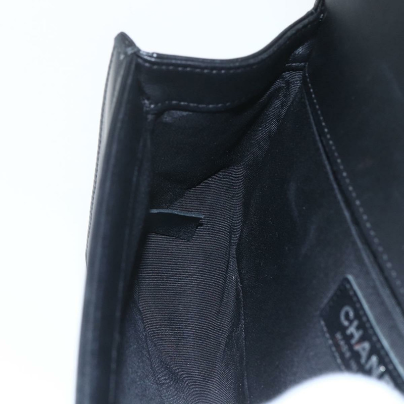 【日本直送】香奈兒 (CHANEL) 鏈條 Boy Chanel V 縫線包 皮革 黑色 銀色 CC 正品 ka1417SAM-18