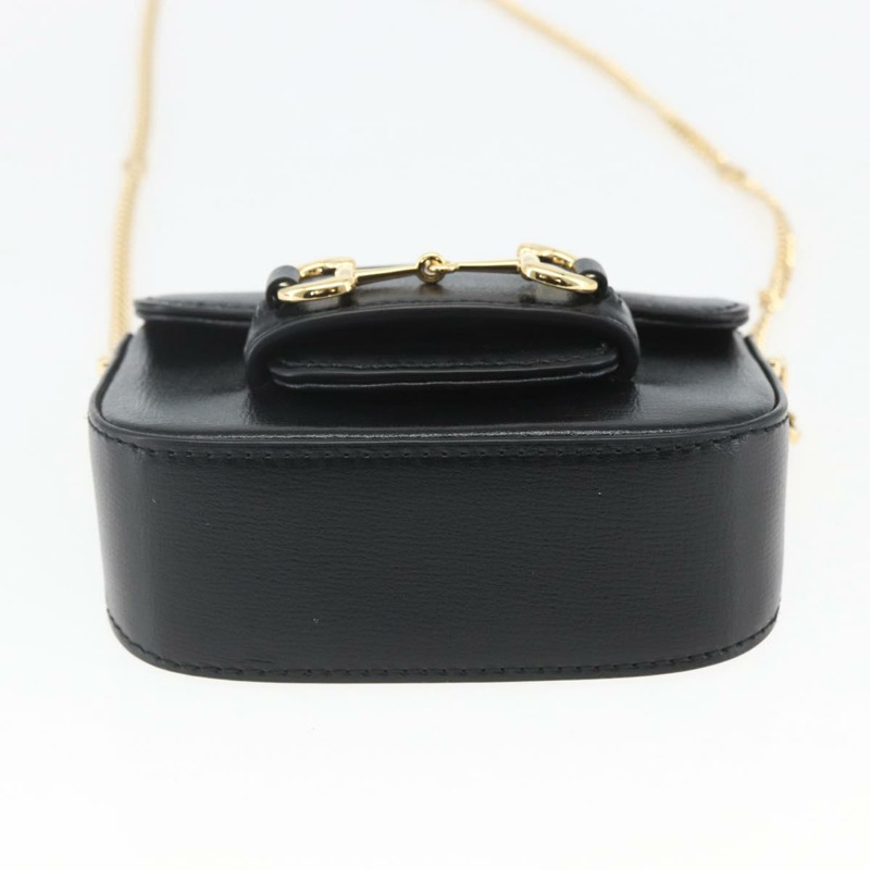 【日本直送】GUCCI Nano 馬階扣單肩包，黑色金色皮革，貨號 760253，正品 ka1517SAM-4