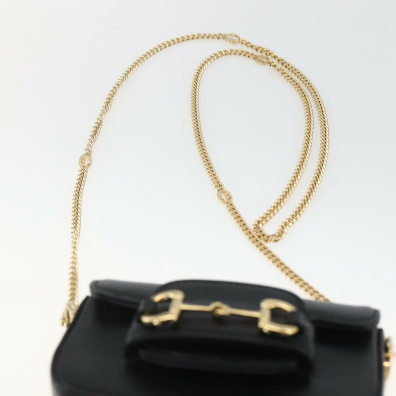 【日本直送】GUCCI Nano 馬階扣單肩包，黑色金色皮革，貨號 760253，正品 ka1517SAM-7