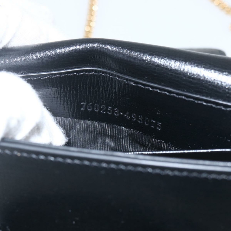 【日本直送】GUCCI Nano 馬階扣單肩包，黑色金色皮革，貨號 760253，正品 ka1517SAM-10