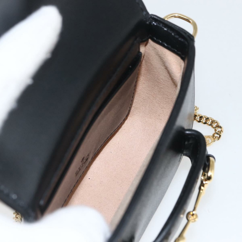 【日本直送】GUCCI Nano 馬階扣單肩包，黑色金色皮革，貨號 760253，正品 ka1517SAM-19