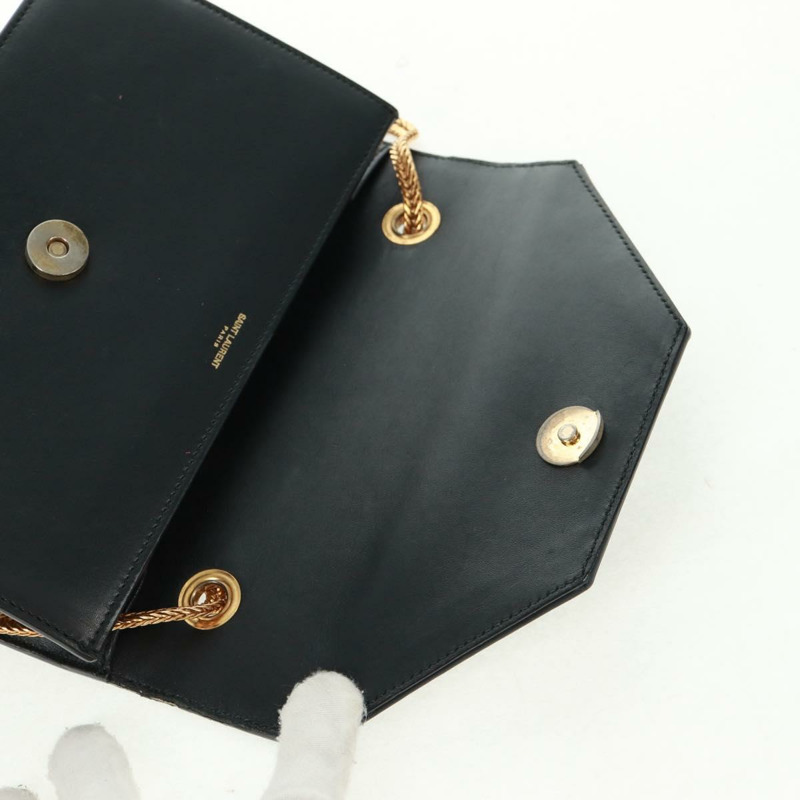 【日本直送】SAINT LAURENT 鏈條肩背包 皮革 黑色 金色 315681 正品 165612V-19