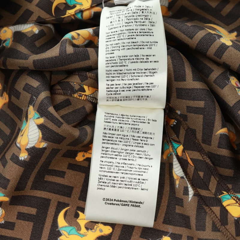 【日本直送】FENDI Zucca帆布龍晶襯衫，絲綢材質，棕黑色，貨號FS1262，正品編號165604SM-12