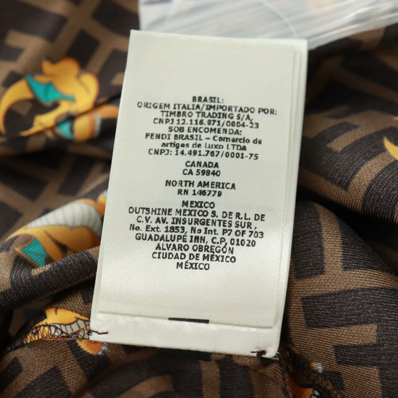 【日本直送】FENDI Zucca帆布龍晶襯衫，絲綢材質，棕黑色，貨號FS1262，正品編號165604SM-16