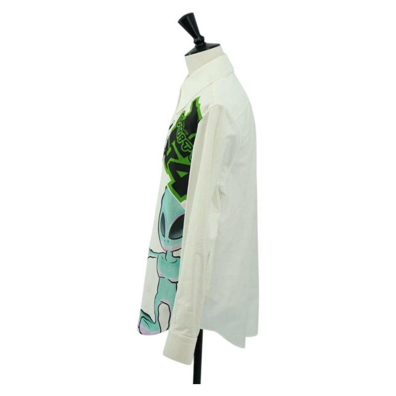 【日本直送】路易威登印花襯衫領帶套裝，純棉白色，LV正品，貨號161259M-2