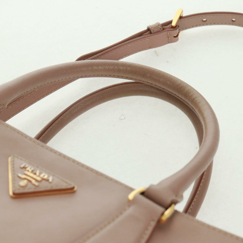 【日本直送】PRADA 手提包 Safiano 皮革 2way 粉金配色 Auth 154265V-14